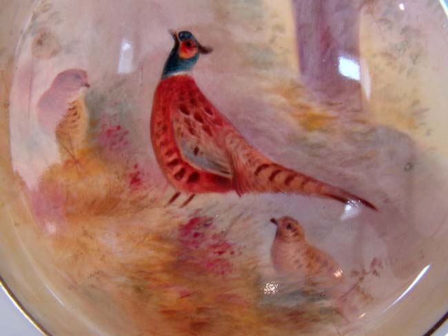 A fine and rare set of 12 hand painted Royal Doulton "Cabinet" plates featuring 'game birds' circa 1910 — image 2
